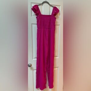 Kids Pink Ruffled Jumpsuit